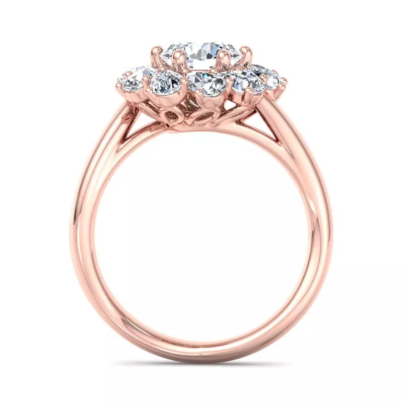 14K Rose Gold Hailey Floral Pear Halo Engagement Ring