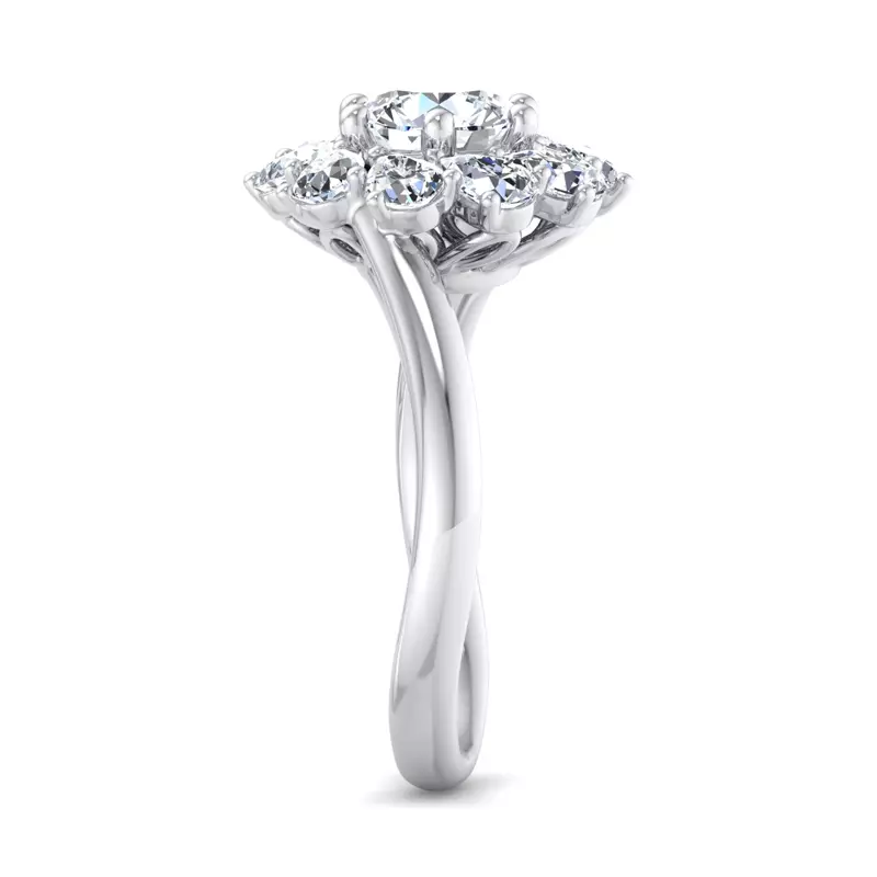 18K White Gold Hailey Floral Pear Halo Engagement Ring