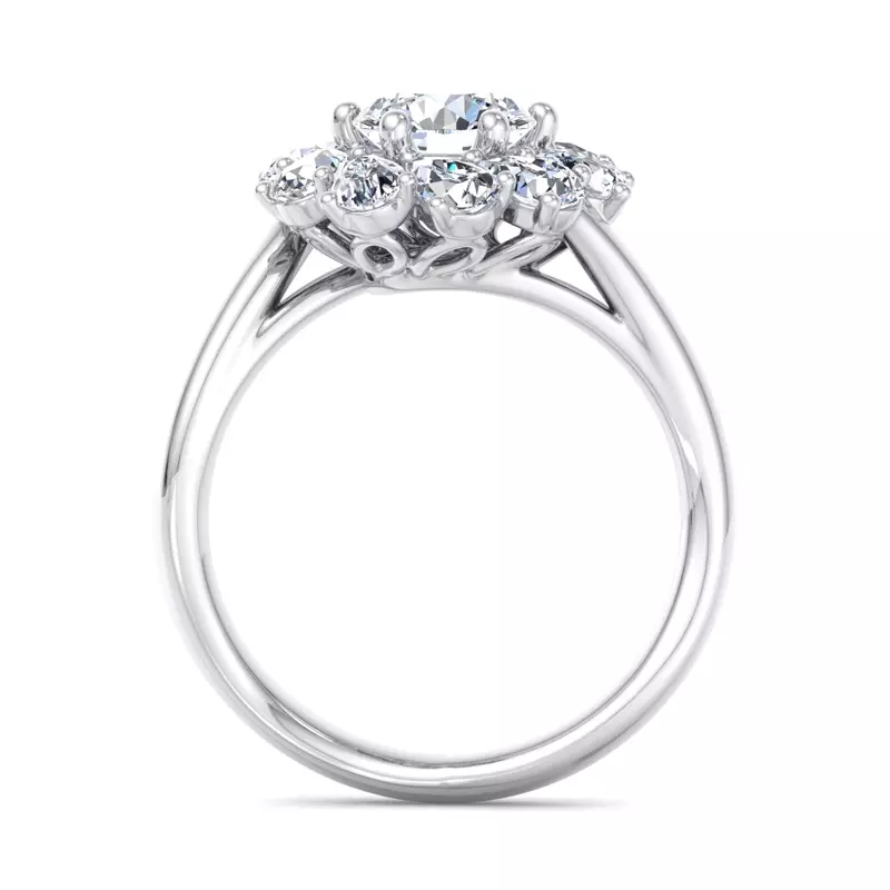18K White Gold Hailey Floral Pear Halo Engagement Ring