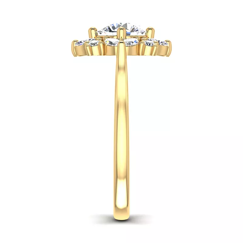 14K Yellow Gold Samantha Marquise Halo Engagement Ring