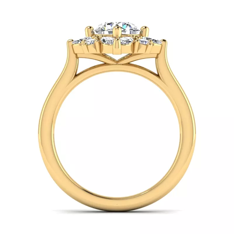 14K Yellow Gold Samantha Marquise Halo Engagement Ring