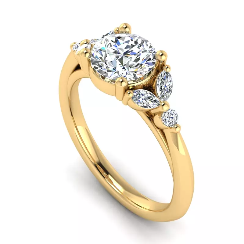 14K Yellow Gold Autumn Engagement Ring
