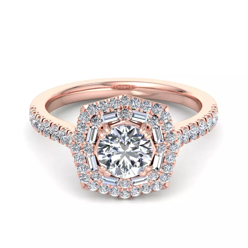 14K Rose Gold Eva Double Halo Engagement Ring