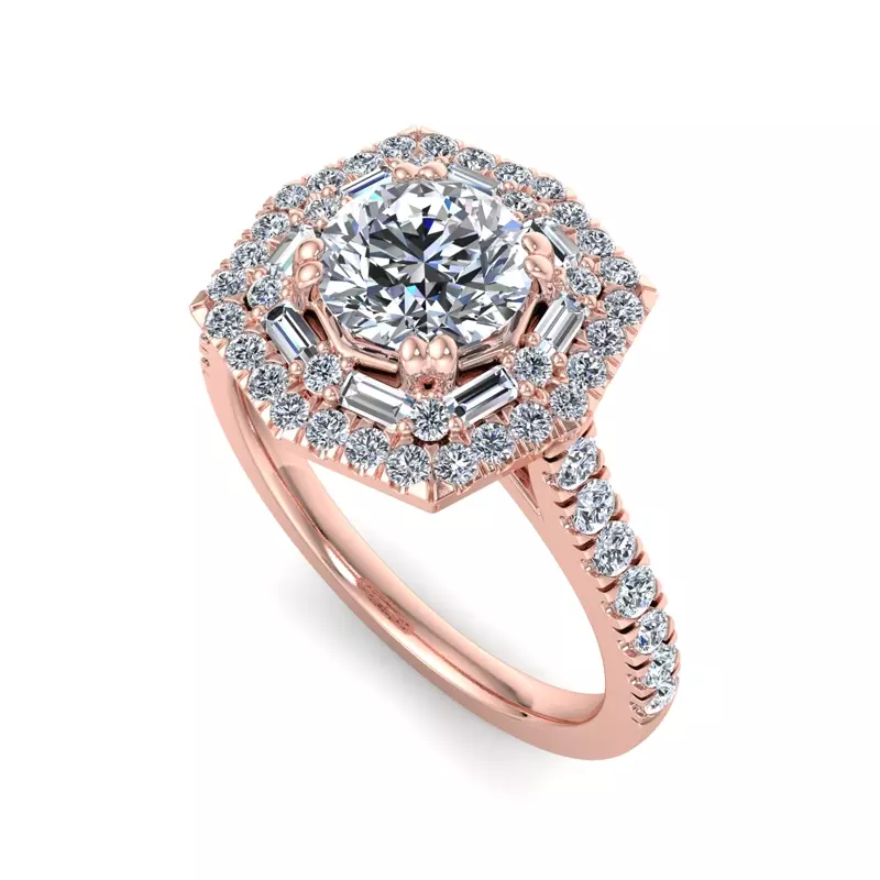 14K Rose Gold Eva Double Halo Engagement Ring