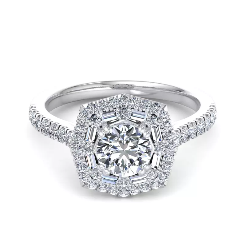 18K White Gold Eva Double Halo Engagement Ring