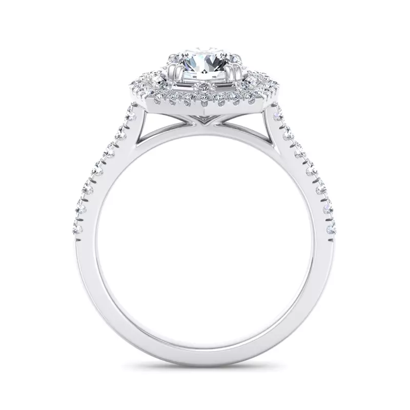 18K White Gold Eva Double Halo Engagement Ring