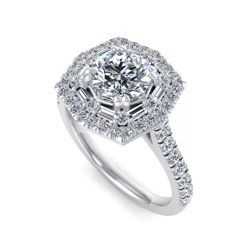 18K White Gold Eva Double Halo Engagement Ring