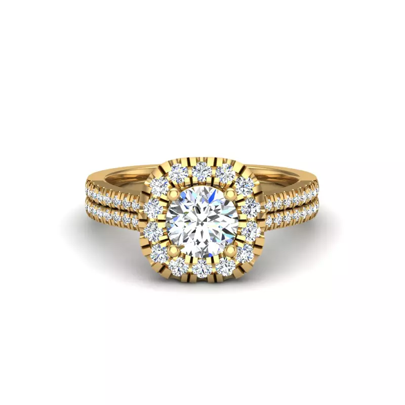 18K Yellow Gold Piper Halo Engagement Ring