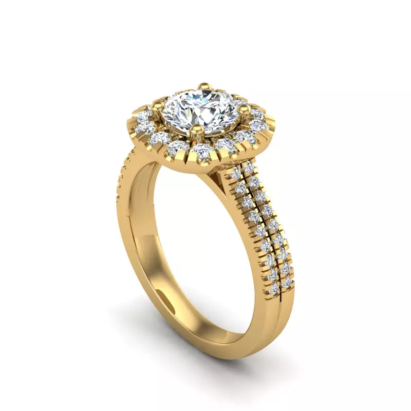 18K Yellow Gold Piper Halo Engagement Ring