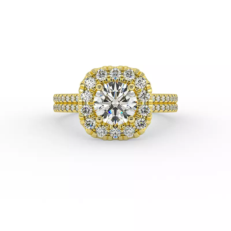 18K Yellow Gold Piper Halo Engagement Ring