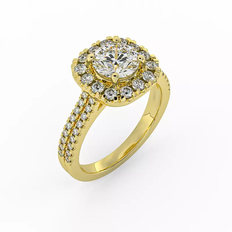 18K Yellow Gold Piper Halo Engagement Ring
