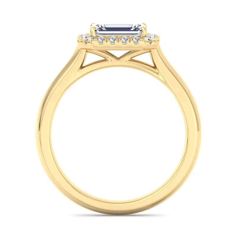 14K Yellow Gold Josephine East West Halo Engagement Ring