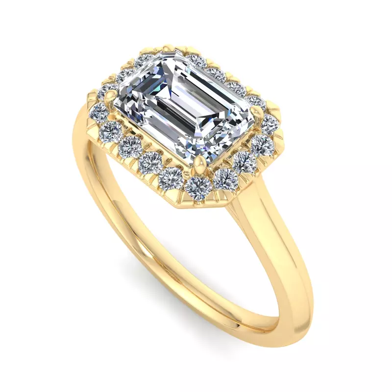 14K Yellow Gold Josephine East West Halo Engagement Ring