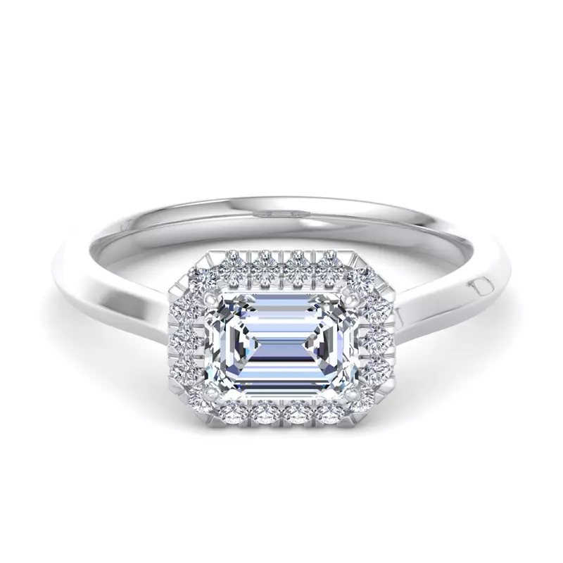 Platinum Josephine East West Halo Engagement Ring