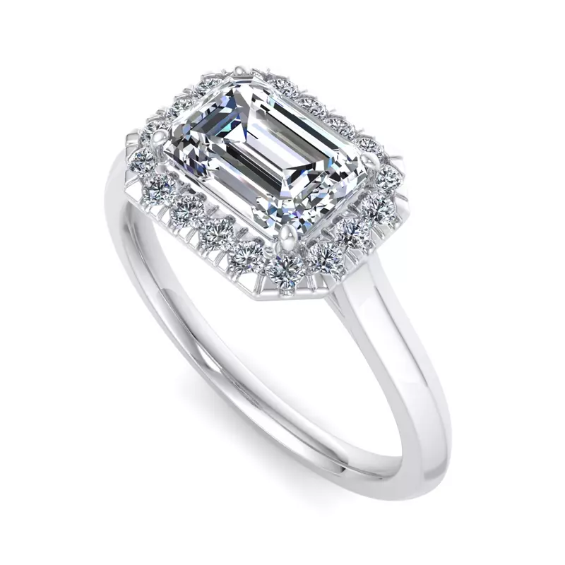 Platinum Josephine East West Halo Engagement Ring
