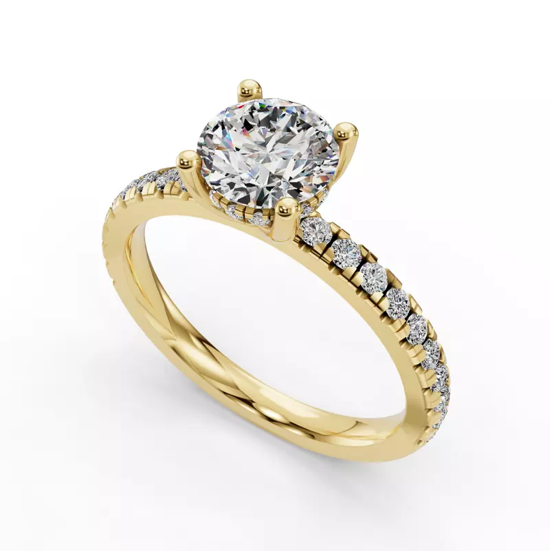 14K Yellow Gold Gabriella Grand Pavé Hidden Halo Engagement Ring