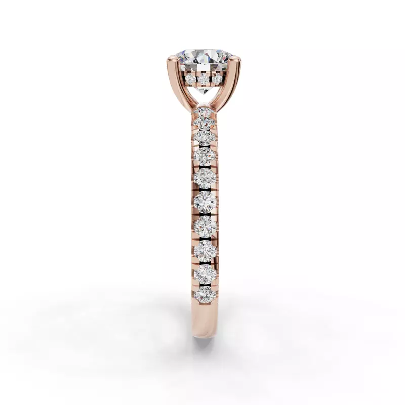 14K Rose Gold Gabriella Majestic Pavé Hidden Halo Engagement Ring