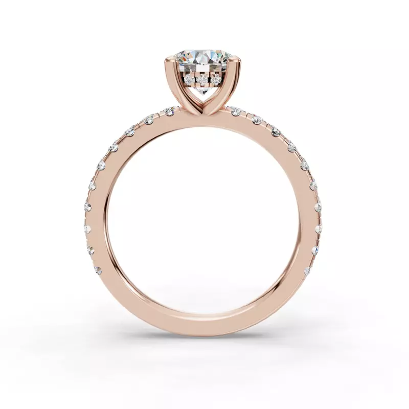 14K Rose Gold Gabriella Majestic Pavé Hidden Halo Engagement Ring