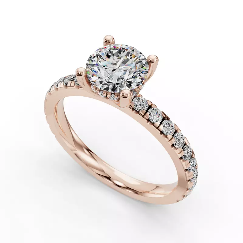 14K Rose Gold Gabriella Majestic Pavé Hidden Halo Engagement Ring