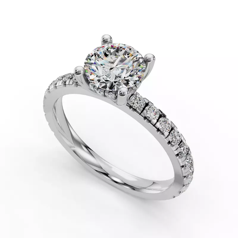 14K White Gold Gabriella Majestic Pavé Hidden Halo Engagement Ring