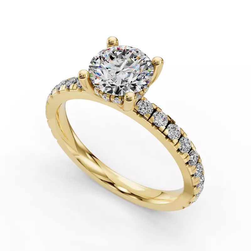 14K Yellow Gold Gabriella Majestic Pavé Hidden Halo Engagement Ring