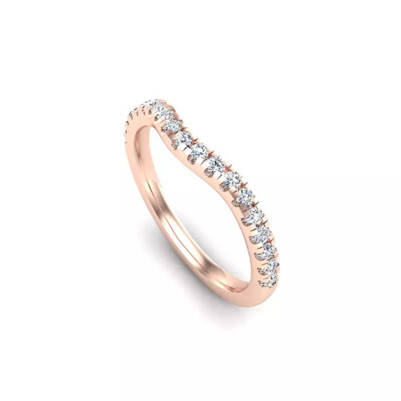 14K Rose Gold Olivia Knife Edge Pave Band