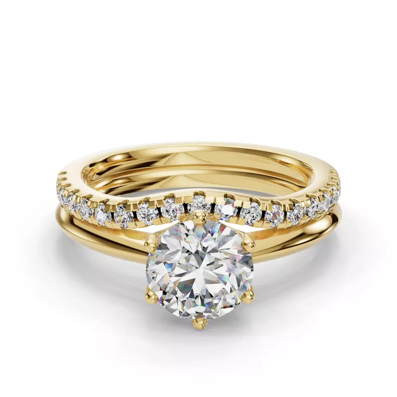 14K Yellow Gold Olivia Knife Edge Pave Band