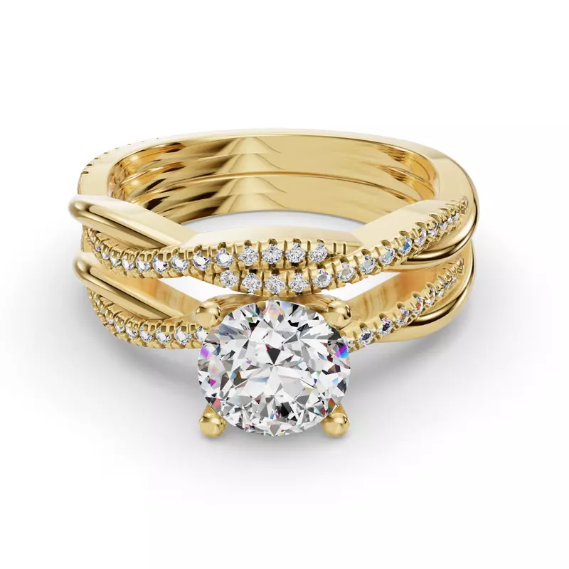 14K Yellow Gold Emily Twisted Pave Band