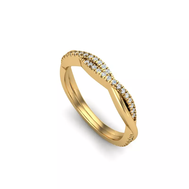 14K Yellow Gold Emily Twisted Pave Band