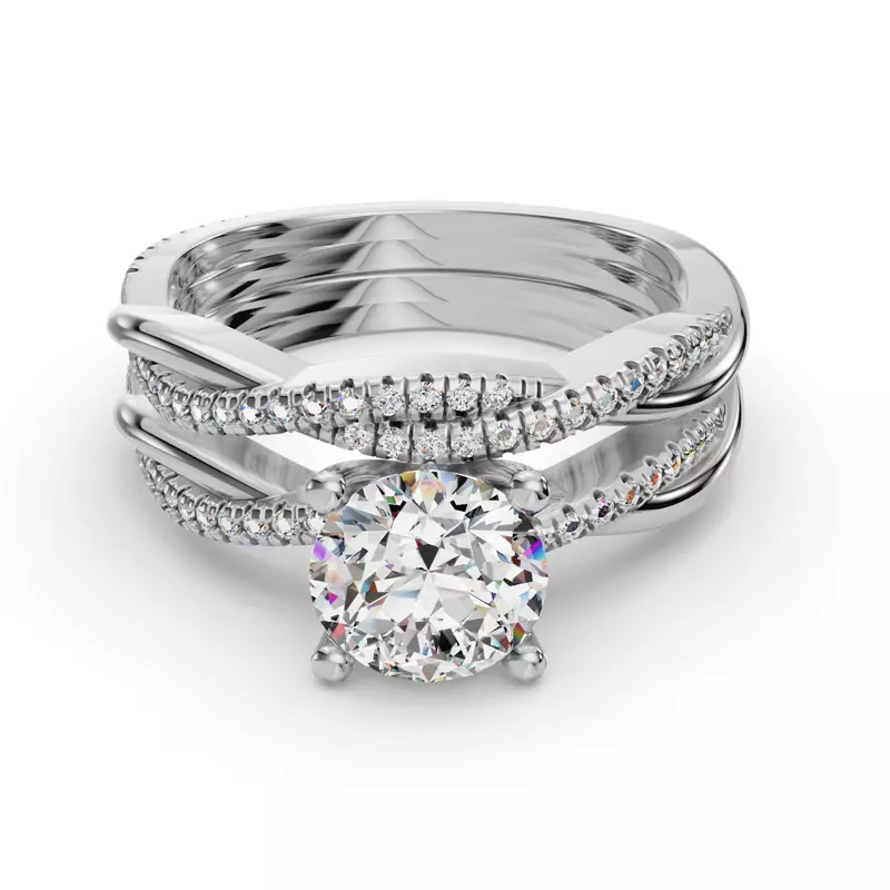 18K White Gold Emily Twisted Pave Band