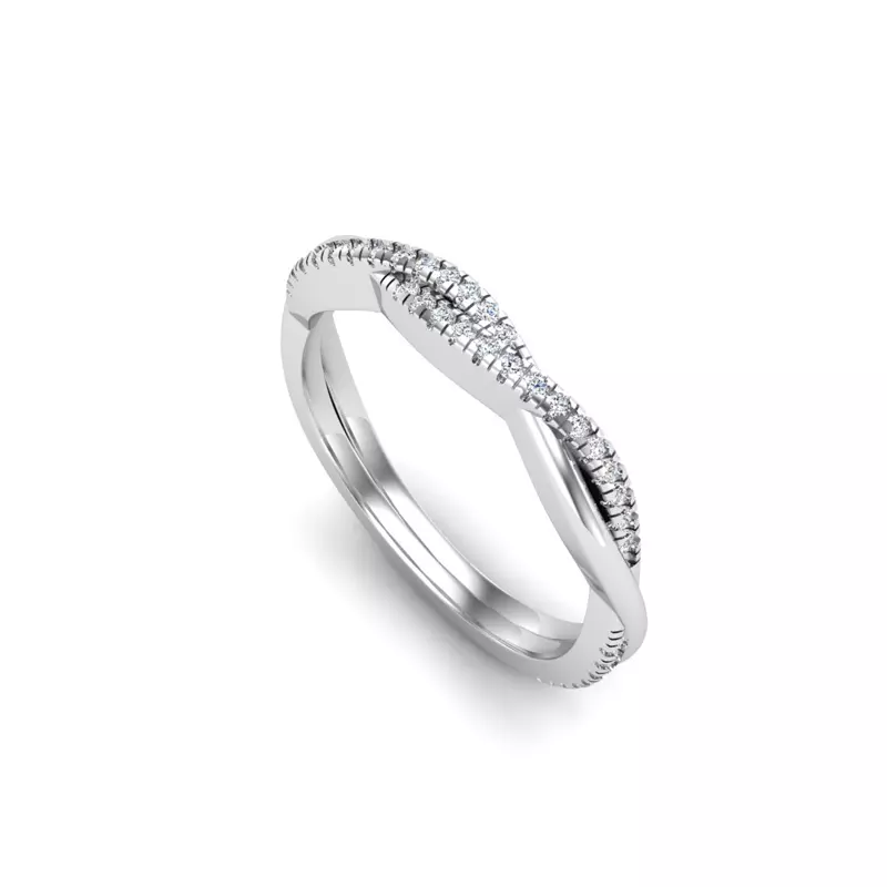 18K White Gold Emily Twisted Pave Band