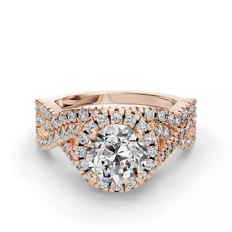 14K Rose Gold Zoey Curved Diamond Band