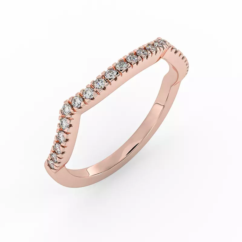14K Rose Gold Zoey Curved Diamond Band