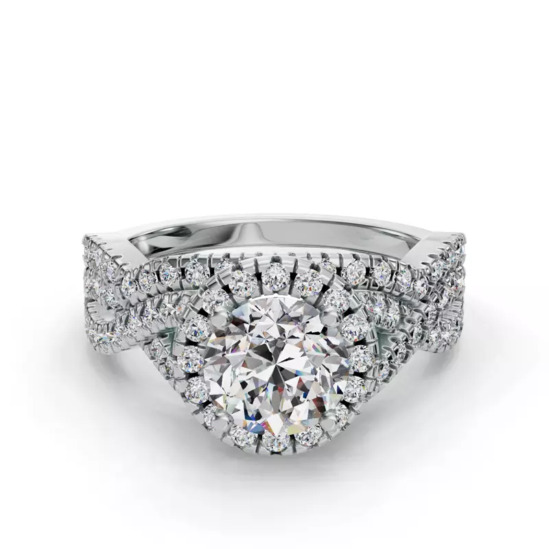 18K White Gold Zoey Curved Diamond Band