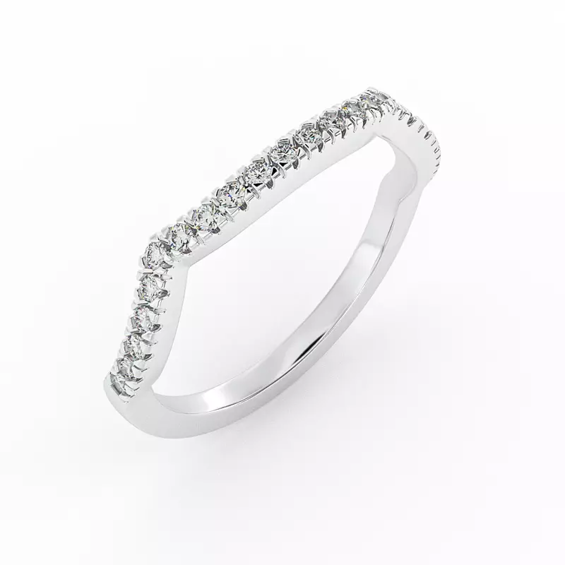 18K White Gold Zoey Curved Diamond Band