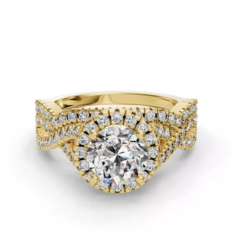 18K Yellow Gold Zoey Curved Diamond Band