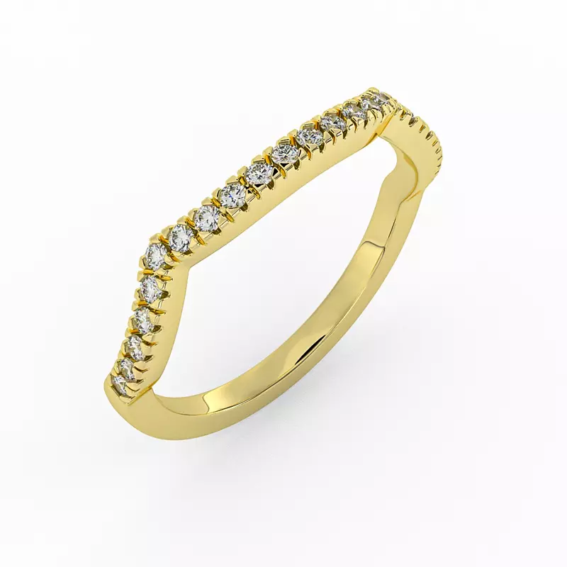 18K Yellow Gold Zoey Curved Diamond Band