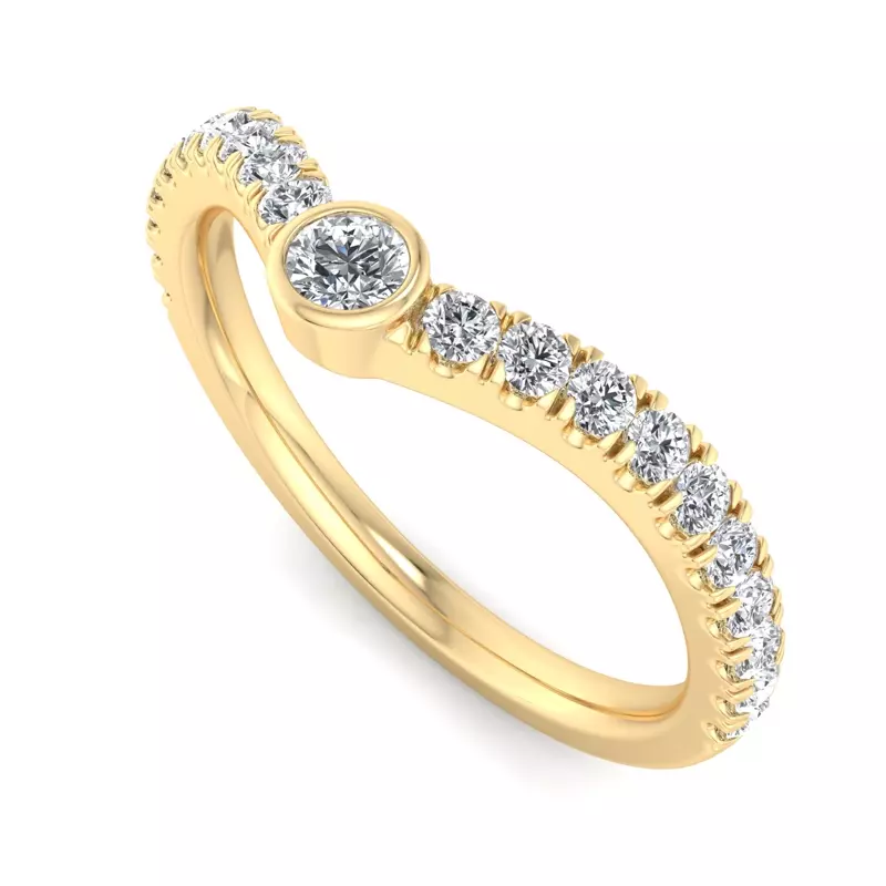 14K Yellow Gold River Pave Band