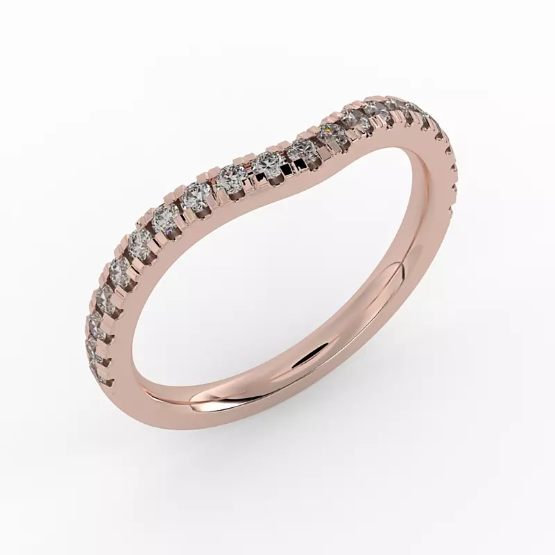 14K Rose Gold Noa Pavé Curved Band