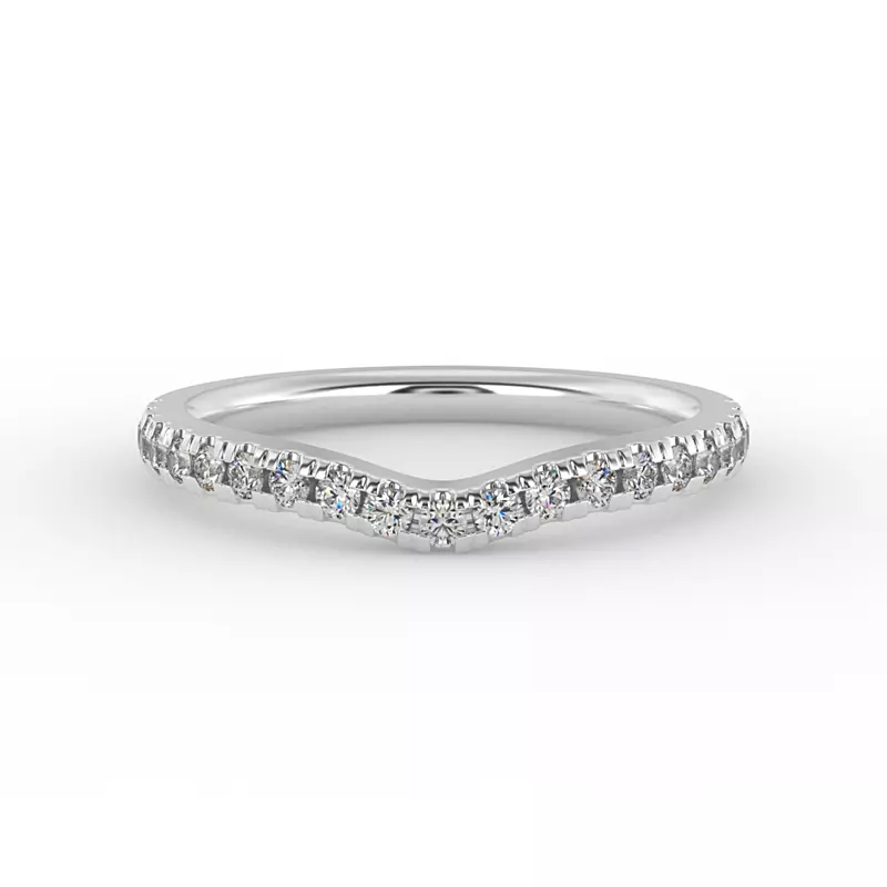 14K White Gold Daisy Curved Pavé Band