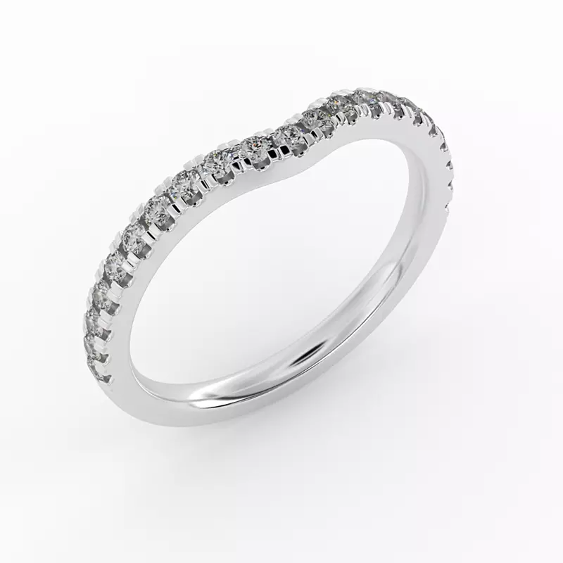 14K White Gold Daisy Curved Pavé Band