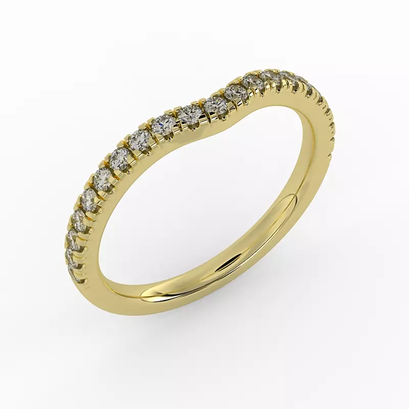 14K Yellow Gold Olive Pave Band