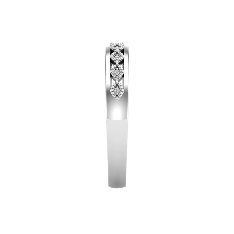 14K White Gold Meadow Pave And Milgrain Band