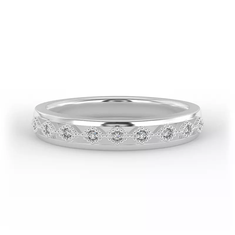 14K White Gold Meadow Pave And Milgrain Band