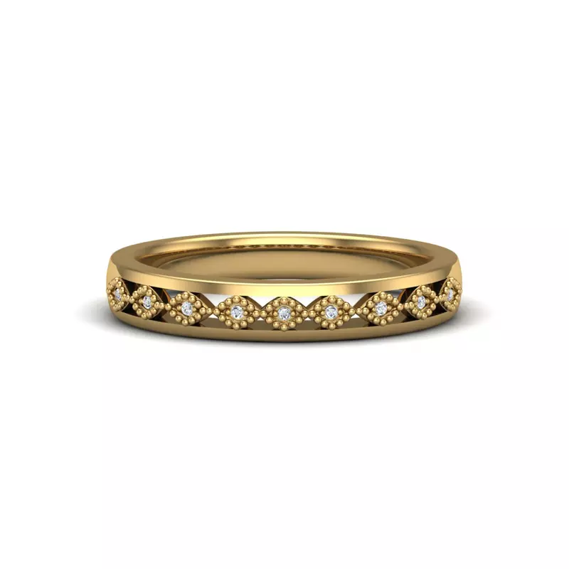 14K Yellow Gold Meadow Pave And Milgrain Band