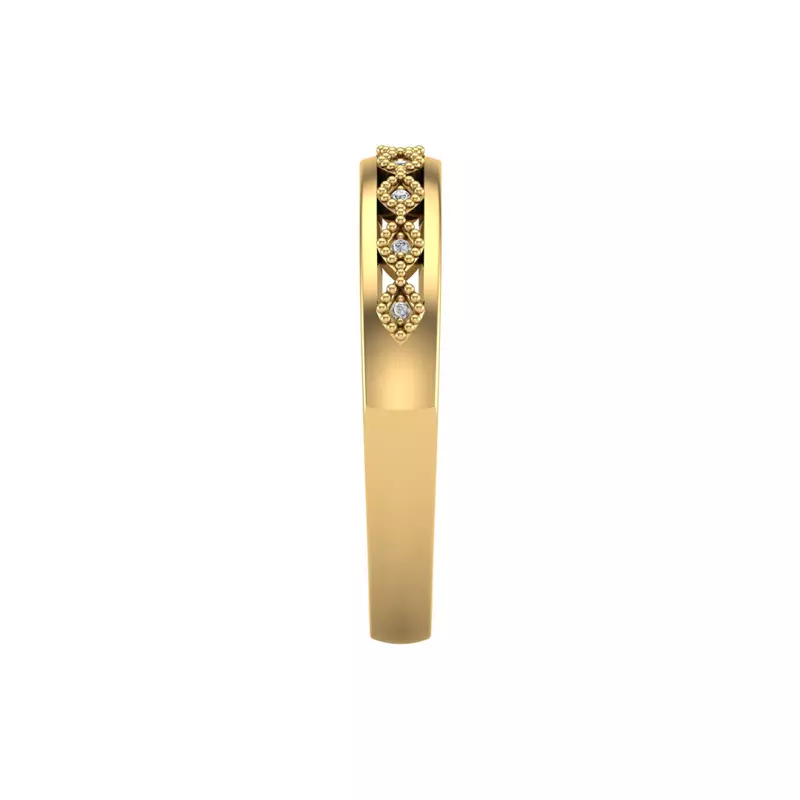 14K Yellow Gold Meadow Pave And Milgrain Band