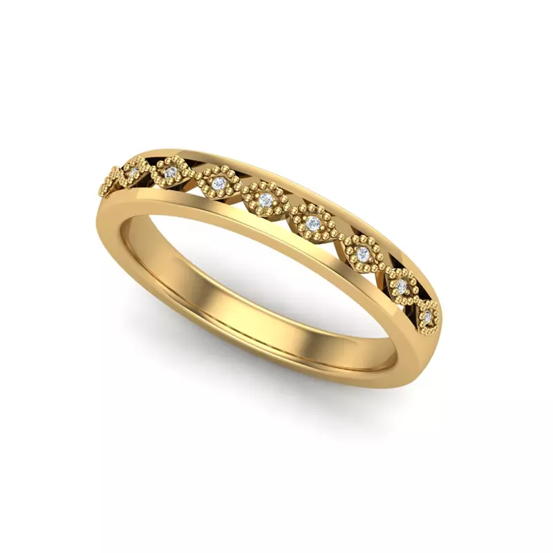 14K Yellow Gold Meadow Pave And Milgrain Band
