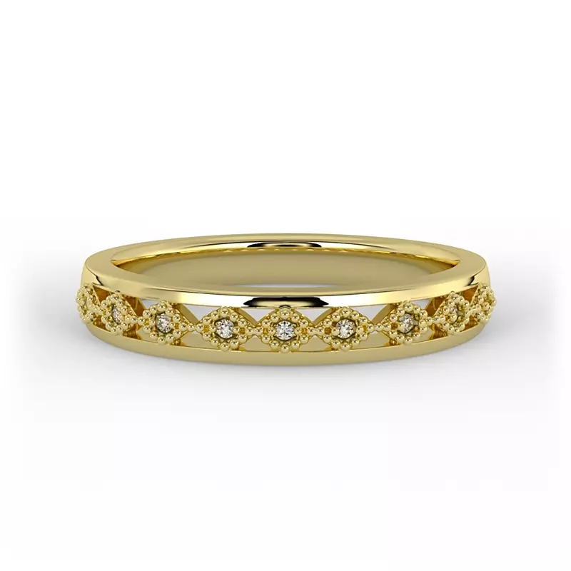 14K Yellow Gold Meadow Pave And Milgrain Band
