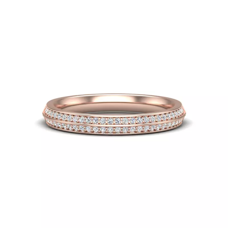 14K Rose Gold Phoenix Double Row Pave Band