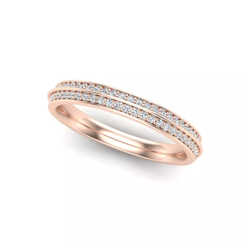 14K Rose Gold Phoenix Double Row Pave Band